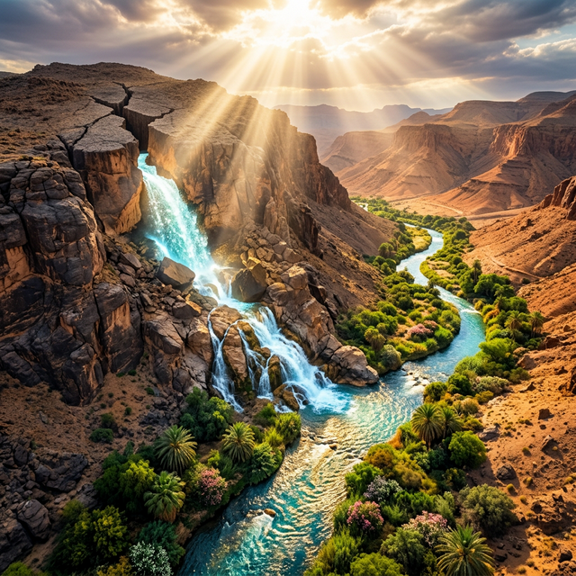 Rios de água viva fluindo em meio à luz celestial