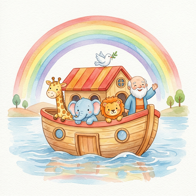 Noé e os animais na arca