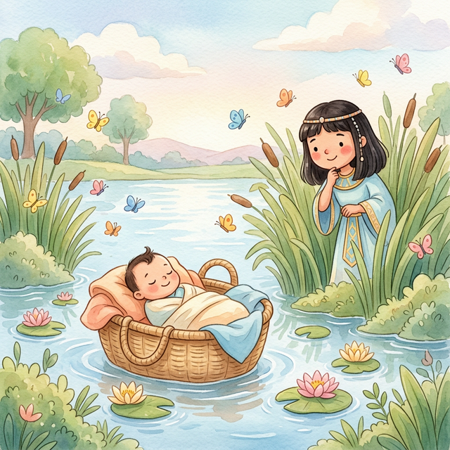 Moisés no cestinho no rio